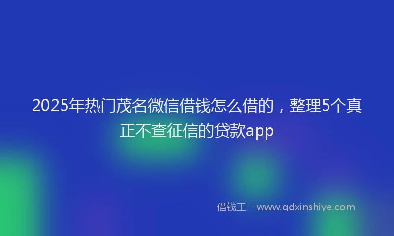 2025年热门茂名微信借钱怎么借的，整理5个真正不查征信的贷款app
