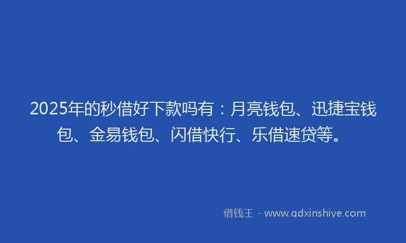 2025年的秒借好下款吗有：月亮钱包、迅捷宝钱包、金易钱包、闪借快行、乐借速贷等。