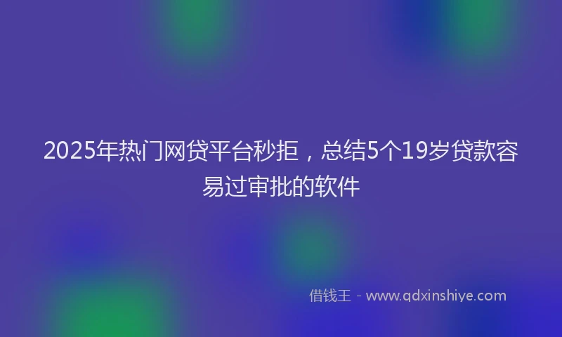 2025年热门网贷平台秒拒，总结5个19岁贷款容易过审批的软件