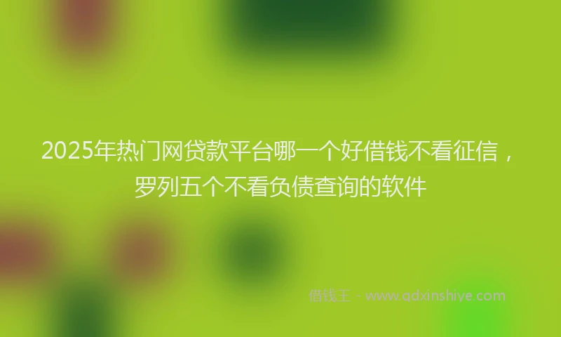 2025年热门网贷款平台哪一个好借钱不看征信，罗列五个不看负债查询的软件