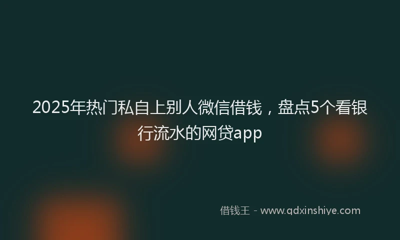 2025年热门私自上别人微信借钱，盘点5个看银行流水的网贷app