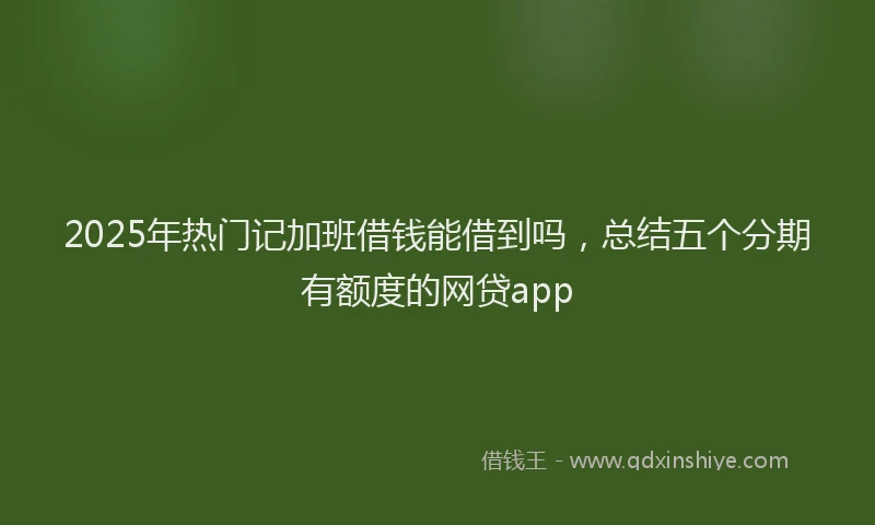2025年热门记加班借钱能借到吗，总结五个分期有额度的网贷app
