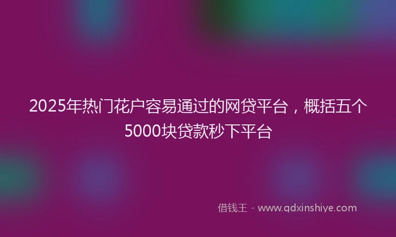 2025年热门花户容易通过的网贷平台，概括五个5000块贷款秒下平台