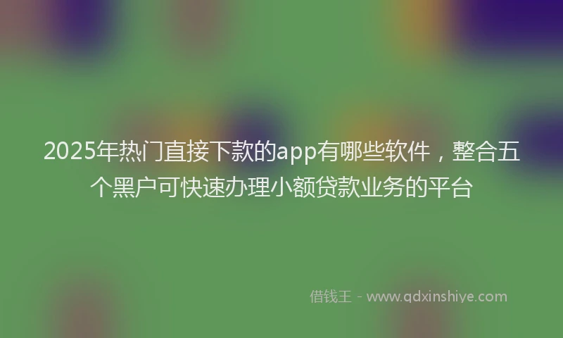 2025年热门直接下款的app有哪些软件，整合五个黑户可快速办理小额贷款业务的平台