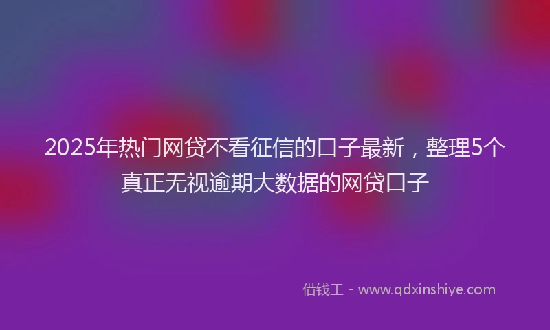 2025年热门网贷不看征信的口子最新，整理5个真正无视逾期大数据的网贷口子