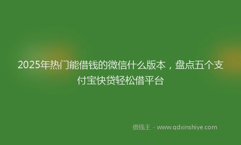 2025年热门能借钱的微信什么版本，盘点五个支付宝快贷轻松借平台