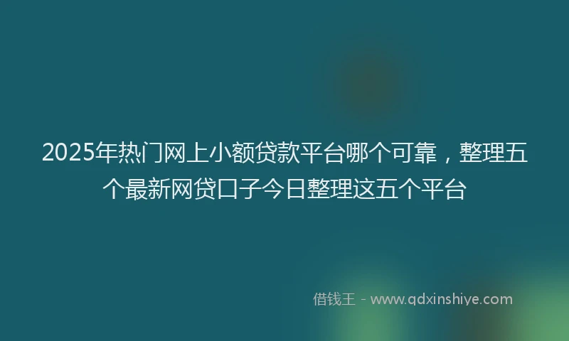 2025年热门网上小额贷款平台哪个可靠，整理五个最新网贷口子今日整理这五个平台