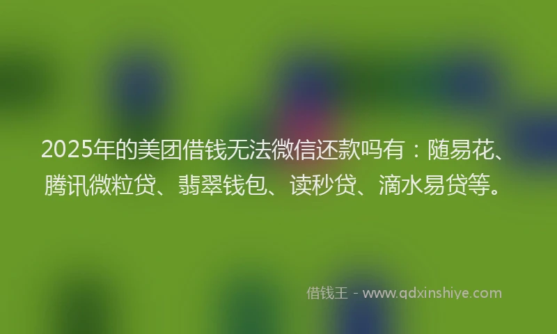 2025年的美团借钱无法微信还款吗有：随易花、腾讯微粒贷、翡翠钱包、读秒贷、滴水易贷等。