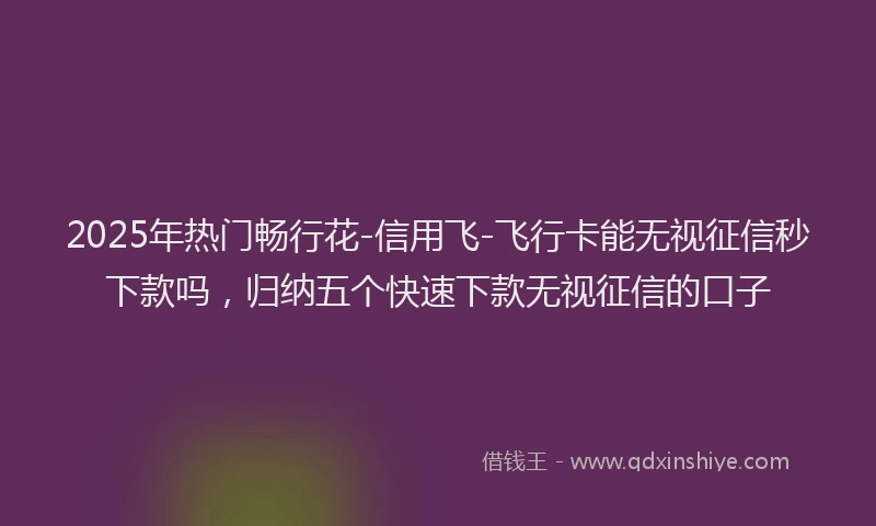 2025年热门畅行花-信用飞-飞行卡能无视征信秒下款吗，归纳五个快速下款无视征信的口子