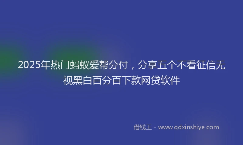 2025年热门蚂蚁爱帮分付，分享五个不看征信无视黑白百分百下款网贷软件