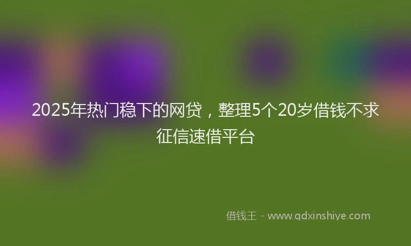 2025年热门稳下的网贷，整理5个20岁借钱不求征信速借平台