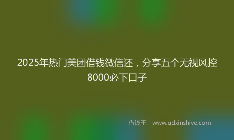 2025年热门美团借钱微信还，分享五个无视风控8000必下口子