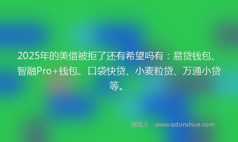 2025年的美借被拒了还有希望吗有：易贷钱包、智融Pro+钱包、口袋快贷、小麦粒贷、万通小贷等。
