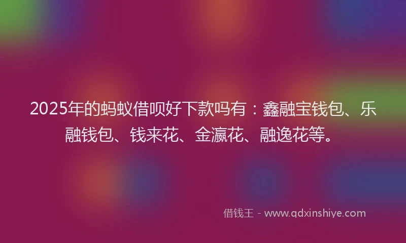 2025年的蚂蚁借呗好下款吗有：鑫融宝钱包、乐融钱包、钱来花、金瀛花、融逸花等。
