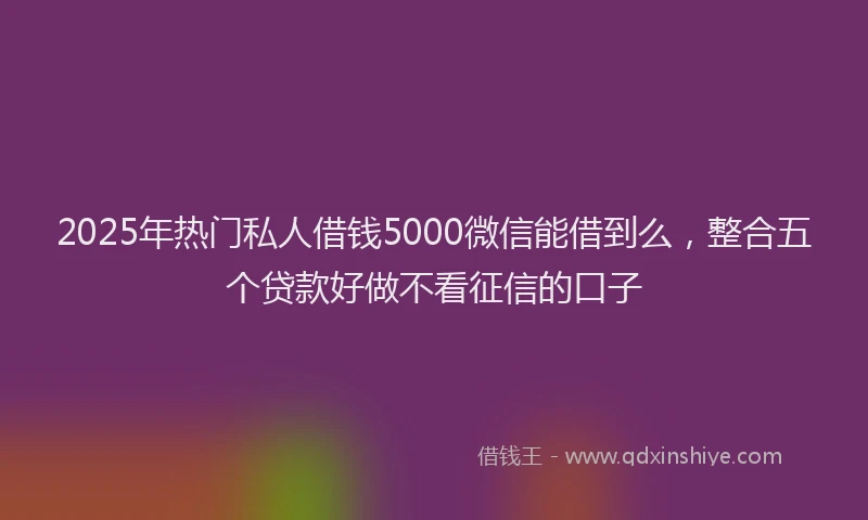 2025年热门私人借钱5000微信能借到么，整合五个贷款好做不看征信的口子