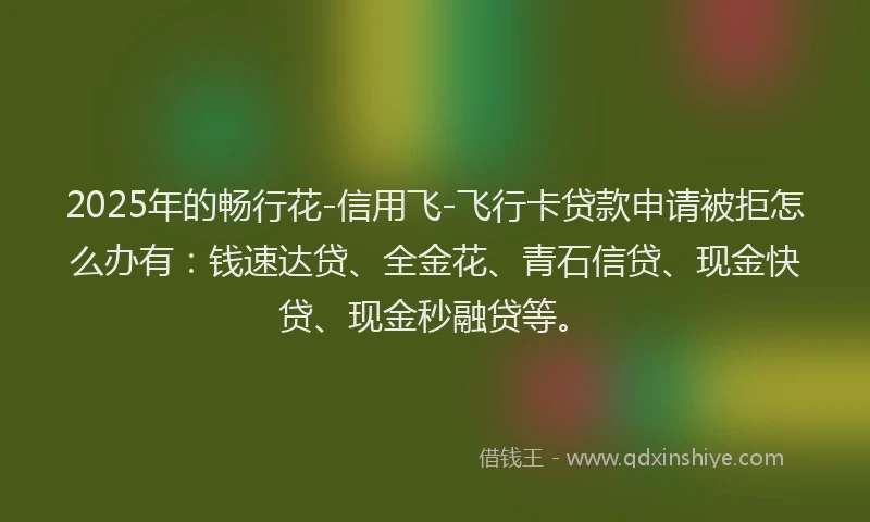 2025年的畅行花-信用飞-飞行卡贷款申请被拒怎么办有：钱速达贷、全金花、青石信贷、现金快贷、现金秒融贷等。