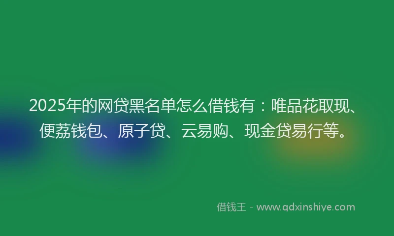 2025年的网贷黑名单怎么借钱有：唯品花取现、便荔钱包、原子贷、云易购、现金贷易行等。
