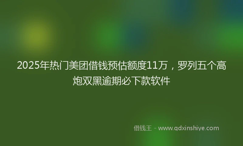 2025年热门美团借钱预估额度11万，罗列五个高炮双黑逾期必下款软件