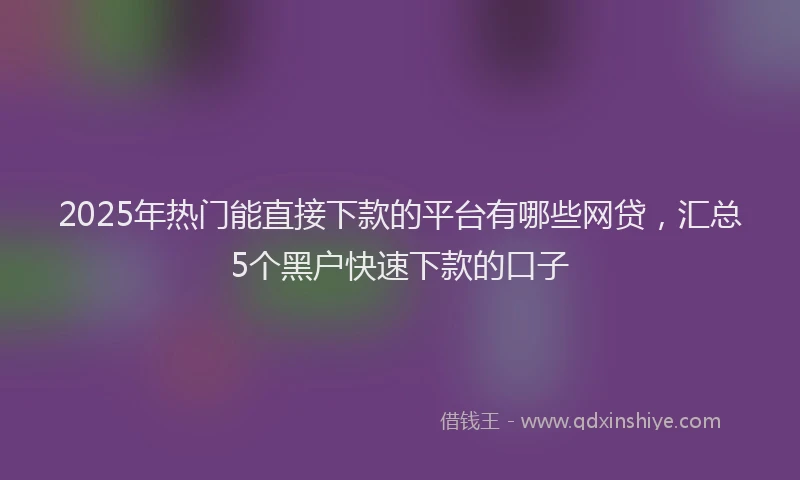 2025年热门能直接下款的平台有哪些网贷，汇总5个黑户快速下款的口子