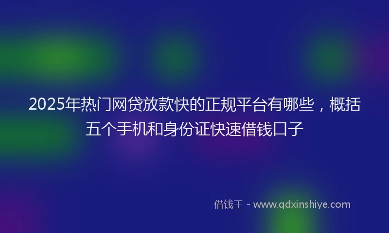 2025年热门网贷放款快的正规平台有哪些，概括五个手机和身份证快速借钱口子