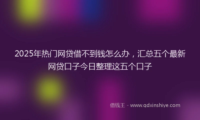2025年热门网贷借不到钱怎么办，汇总五个最新网贷口子今日整理这五个口子