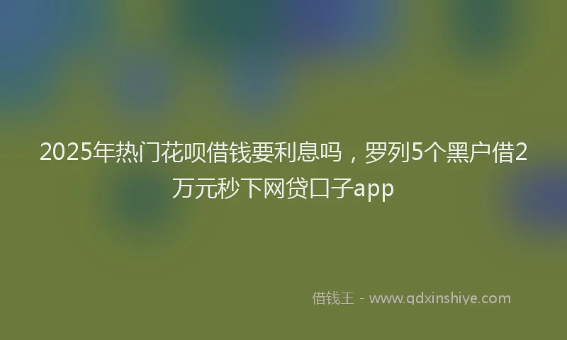 2025年热门花呗借钱要利息吗，罗列5个黑户借2万元秒下网贷口子app