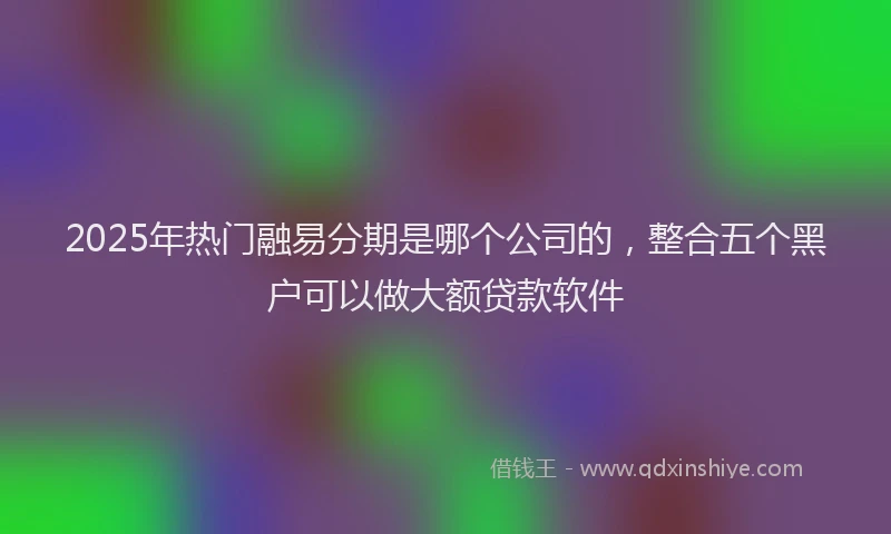 2025年热门融易分期是哪个公司的，整合五个黑户可以做大额贷款软件