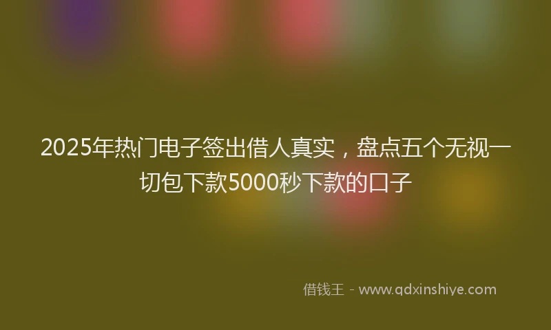 2025年热门电子签出借人真实，盘点五个无视一切包下款5000秒下款的口子