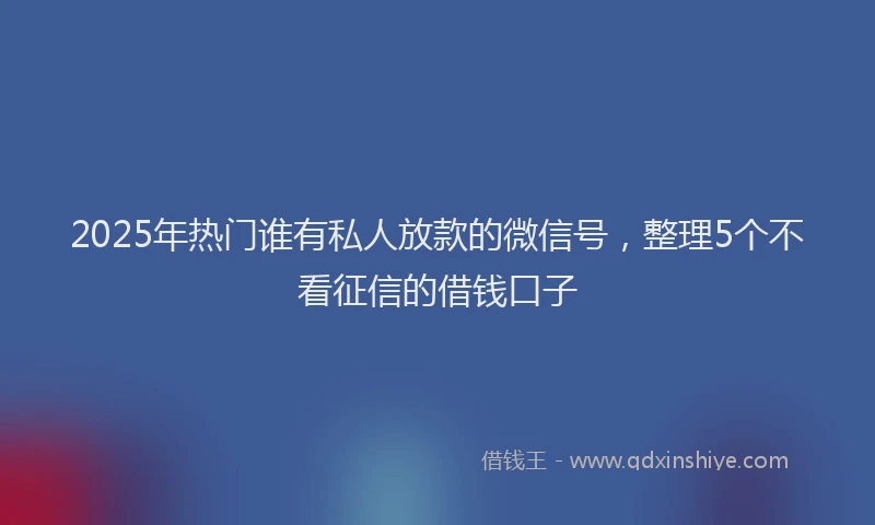 2025年热门谁有私人放款的微信号，整理5个不看征信的借钱口子