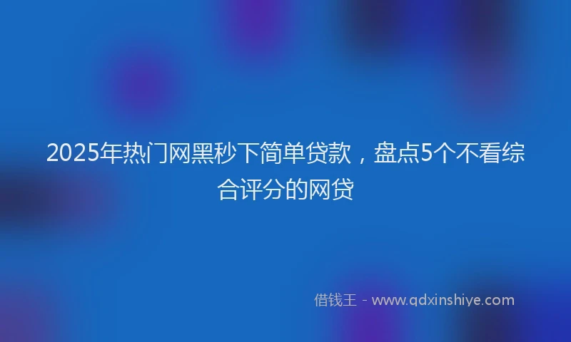 2025年热门网黑秒下简单贷款，盘点5个不看综合评分的网贷