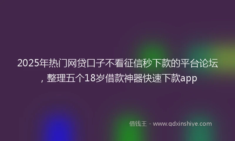 2025年热门网贷口子不看征信秒下款的平台论坛，整理五个18岁借款神器快速下款app