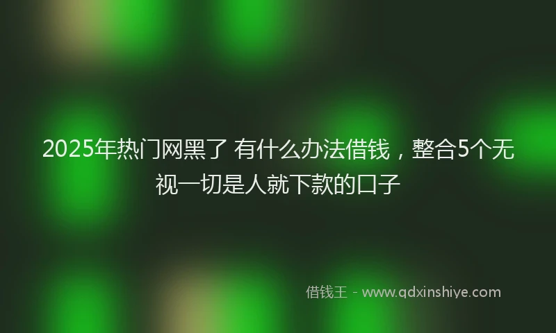 2025年热门网黑了 有什么办法借钱，整合5个无视一切是人就下款的口子