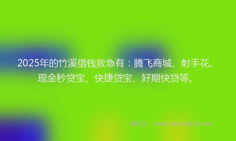 2025年的竹溪借钱救急有：腾飞商城、射手花、现金秒贷宝、快捷贷宝、好期快贷等。