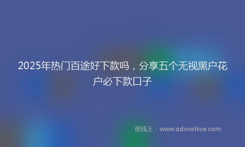 2025年热门百途好下款吗，分享五个无视黑户花户必下款口子