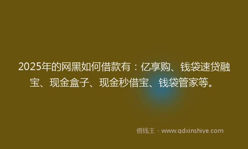2025年的网黑如何借款有：亿享购、钱袋速贷融宝、现金盒子、现金秒借宝、钱袋管家等。