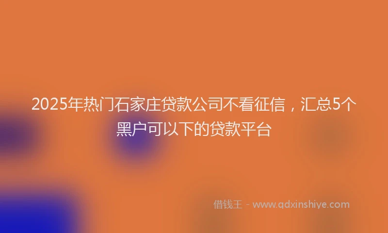 2025年热门石家庄贷款公司不看征信，汇总5个黑户可以下的贷款平台