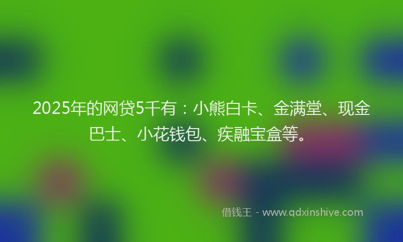 2025年的网贷5千有：小熊白卡、金满堂、现金巴士、小花钱包、疾融宝盒等。