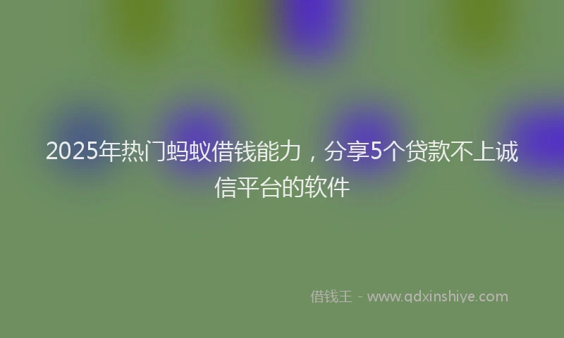 2025年热门蚂蚁借钱能力，分享5个贷款不上诚信平台的软件