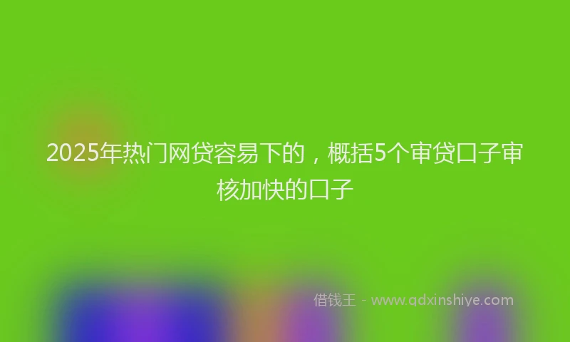 2025年热门网贷容易下的，概括5个审贷口子审核加快的口子