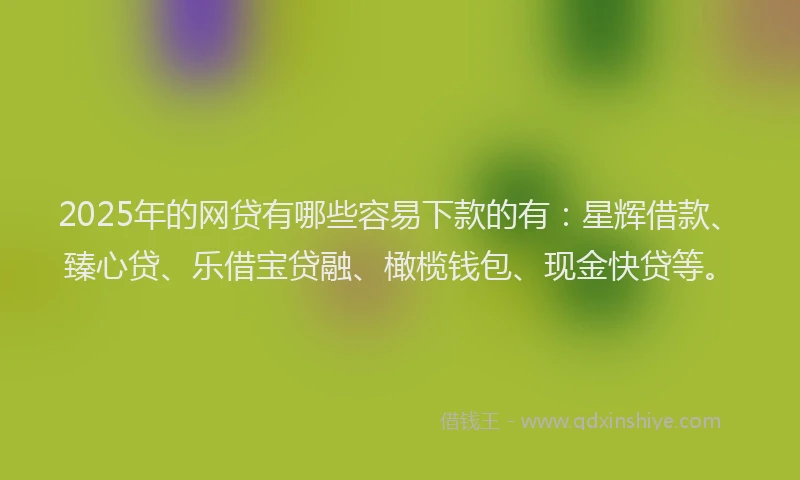 2025年的网贷有哪些容易下款的有：星辉借款、臻心贷、乐借宝贷融、橄榄钱包、现金快贷等。