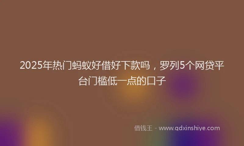 2025年热门蚂蚁好借好下款吗，罗列5个网贷平台门槛低一点的口子