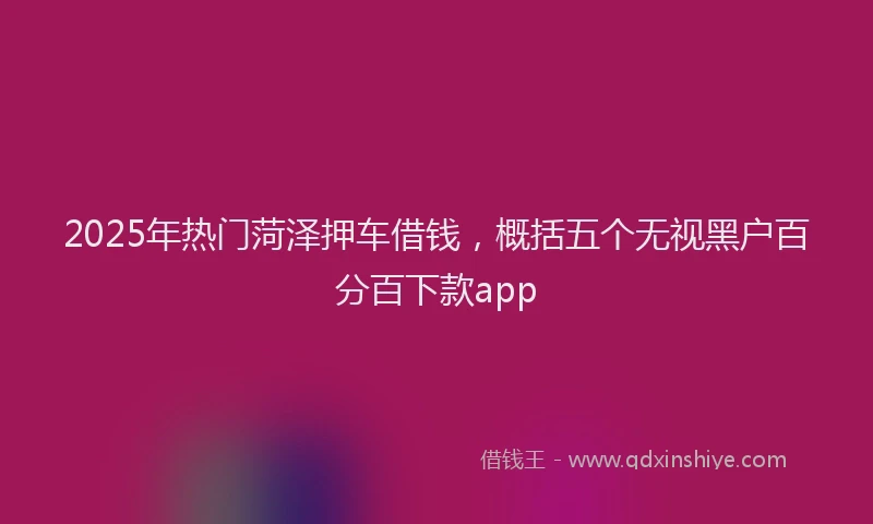 2025年热门菏泽押车借钱，概括五个无视黑户百分百下款app