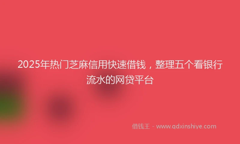 2025年热门芝麻信用快速借钱，整理五个看银行流水的网贷平台