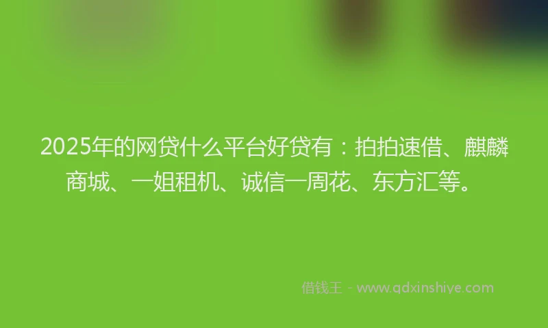 2025年的网贷什么平台好贷有：拍拍速借、麒麟商城、一姐租机、诚信一周花、东方汇等。