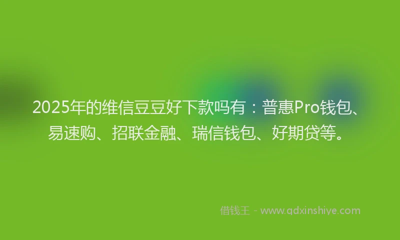 2025年的维信豆豆好下款吗有：普惠Pro钱包、易速购、招联金融、瑞信钱包、好期贷等。