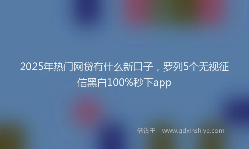 2025年热门网贷有什么新口子，罗列5个无视征信黑白100%秒下app