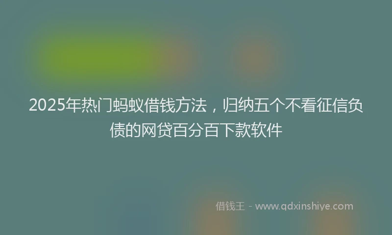 2025年热门蚂蚁借钱方法，归纳五个不看征信负债的网贷百分百下款软件