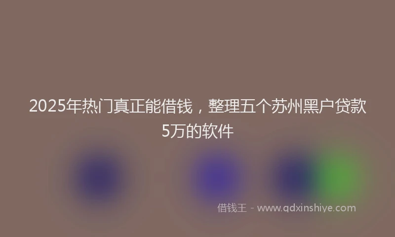2025年热门真正能借钱，整理五个苏州黑户贷款5万的软件