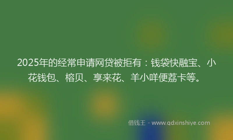 2025年的经常申请网贷被拒有：钱袋快融宝、小花钱包、榕贝、享来花、羊小咩便荔卡等。