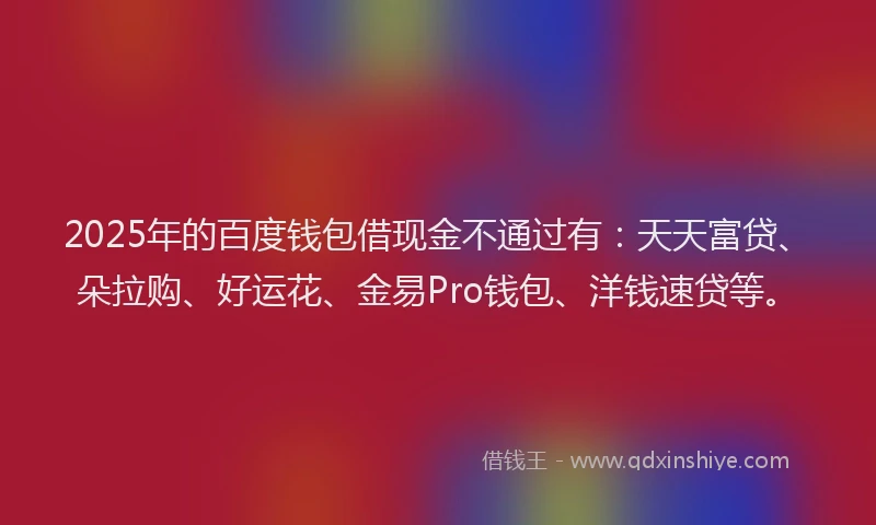 2025年的百度钱包借现金不通过有：天天富贷、朵拉购、好运花、金易Pro钱包、洋钱速贷等。